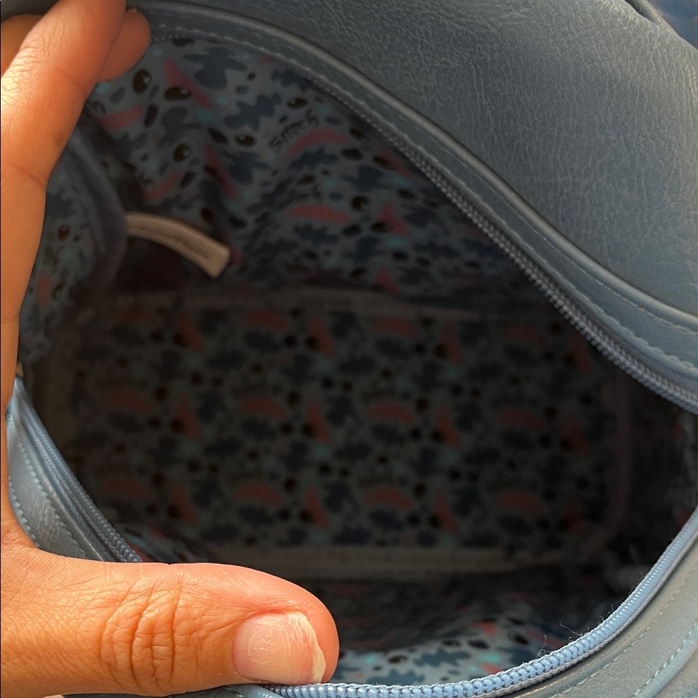 Loungefly Stitch Face Blue Mini Backpack with Teal & Pink Accents - Picture 8 of 10